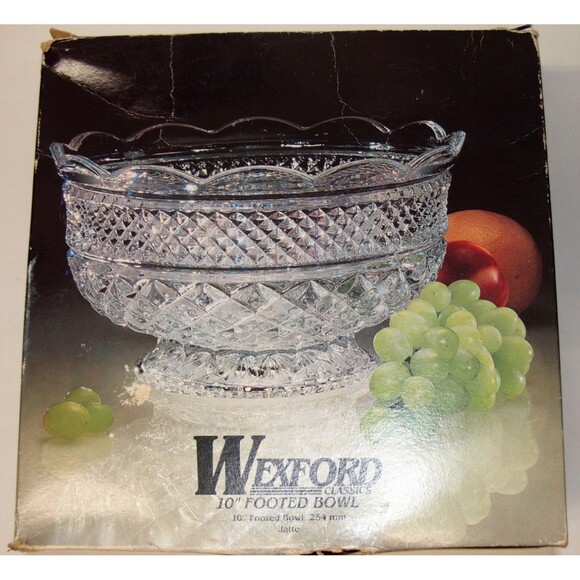 VTG Anchor Hocking Wexford 10" Footed Centerpiece Fruit Bowl With Original Box! - Picture 7 of 7
